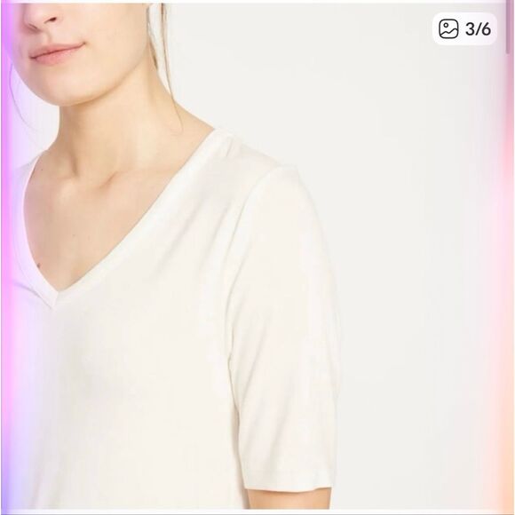 Universal Standard White Martha V-Neck Stovepipe Sleeve T-Shirt sz XL NWT - Picture 3 of 12